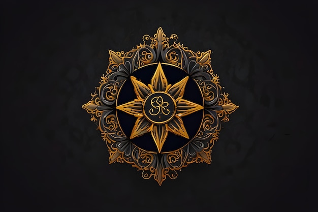 Photo a gold and black design of a mandala