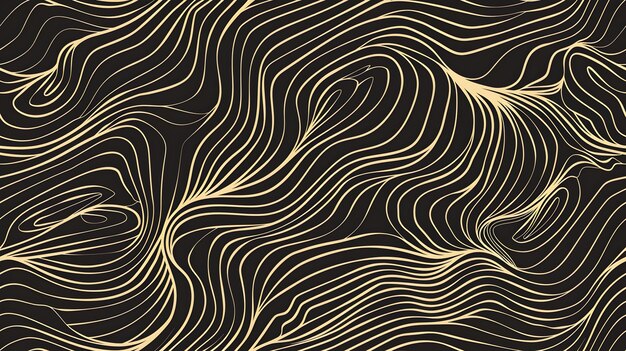 Gold and Black Fluid Abstract Seamless Pattern with Minimalist Intricacy and Organic Movement