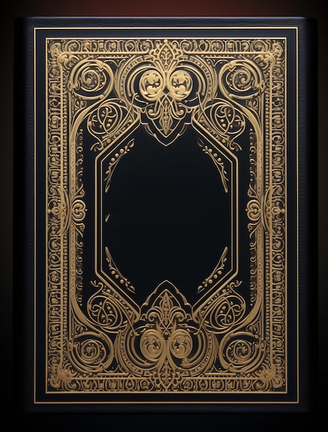 Photo a gold and black frame with a black frame with a gold design