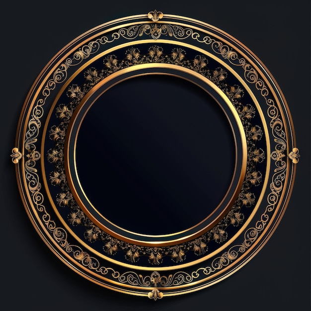 Photo a gold and black framed circle with a gold border