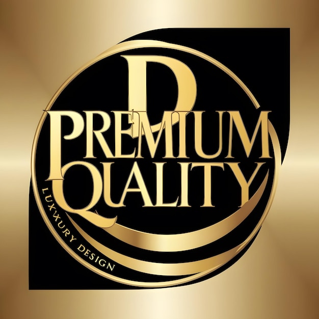 Photo a gold and black logo with a gold background that says quot premium quality quot