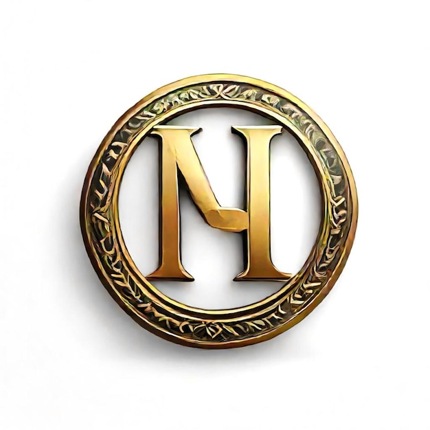 a gold and black logo with the letter m on it