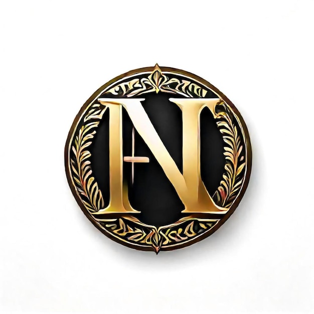 a gold and black logo with the letter n on it