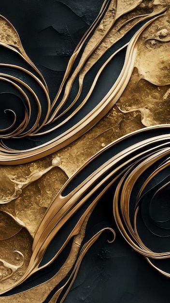 Gold and black marble art pattern Textured abstract background