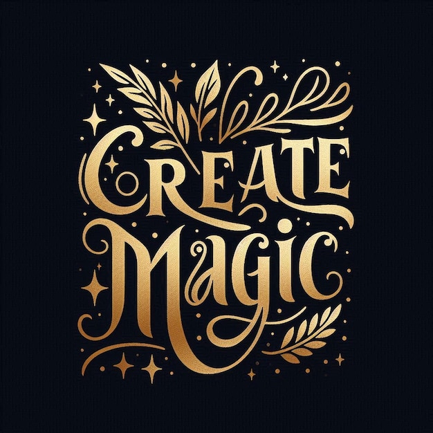 Photo a gold and black sign that says create magic