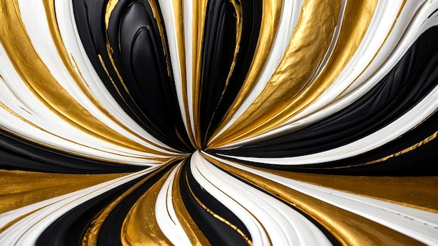 A gold and black striped background with a black and white gold design