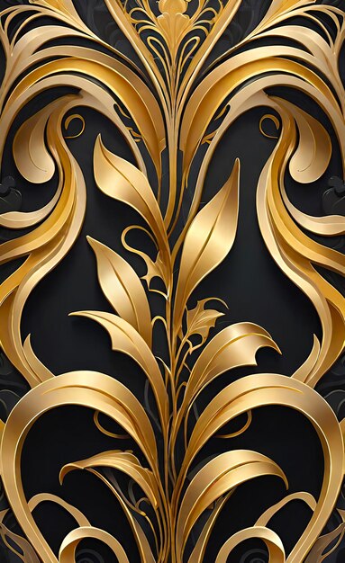 a gold and black wallpaper with a gold pattern and the word  on it