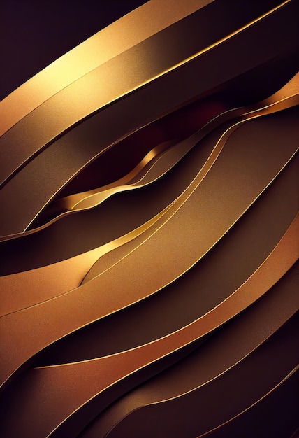 Gold and black wavy shapes abstract background