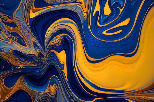 Gold and blue marbling abstract background Generative ai