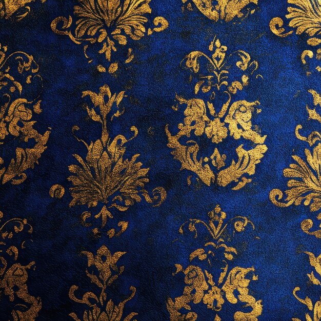 Photo gold and blue royal patterns texture background