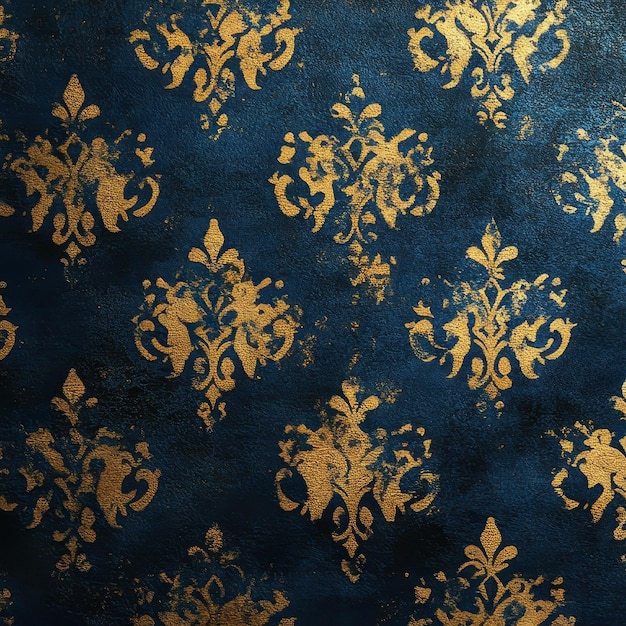 Photo gold and blue royal patterns texture background