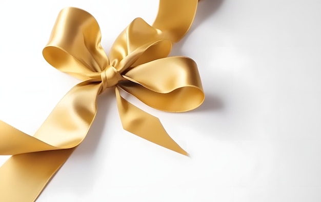 A gold bow with a bow on a white background