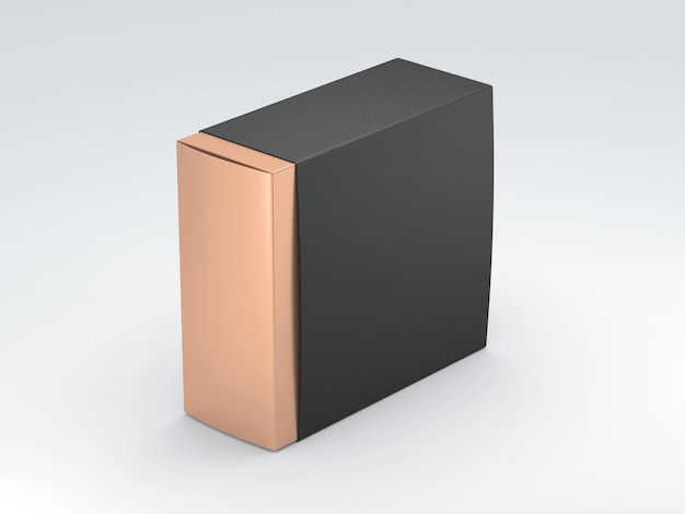 Gold Box with black cover. 3d rendering