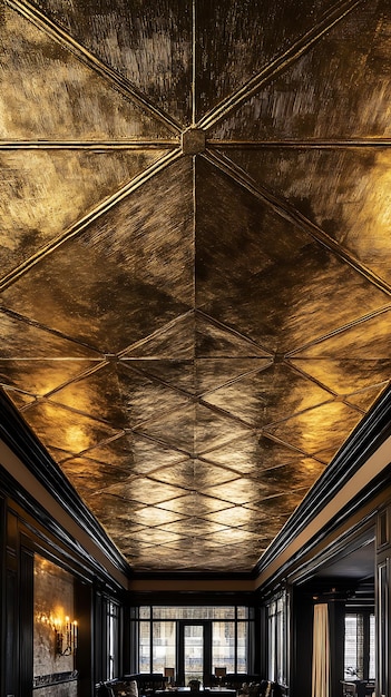 Photo gold ceiling in a luxurious interior