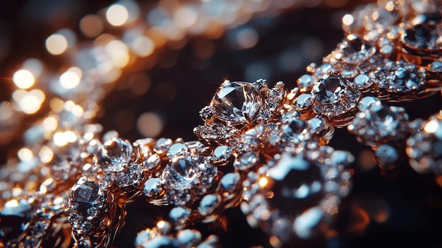 a gold chain with a silver chain that has ice crystals on it