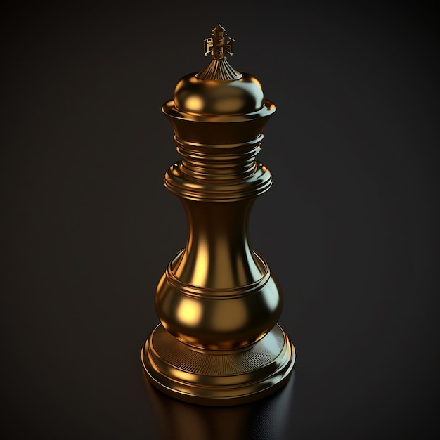 A gold chess piece with the word chess on it