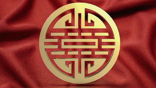 Gold Chinese stamp symbol 3d rendering