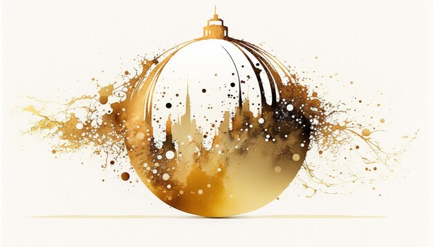 A gold christmas ball with the word christmas on it