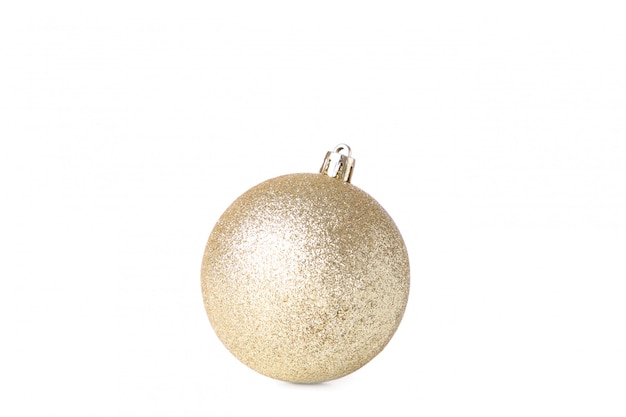 Gold christmas balls isolated on white background