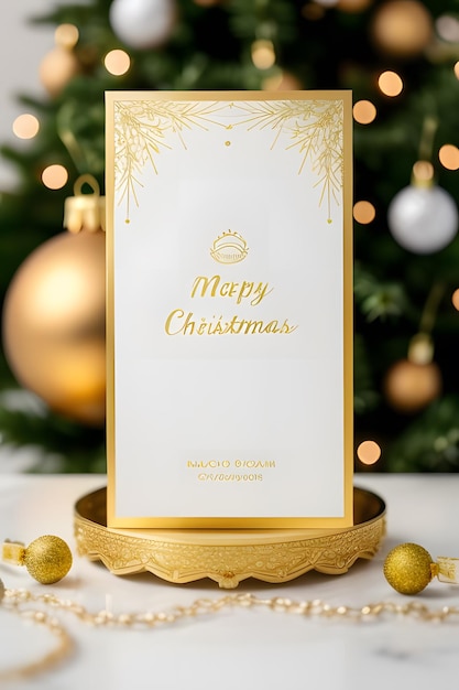 a gold christmas card with a gold star on it