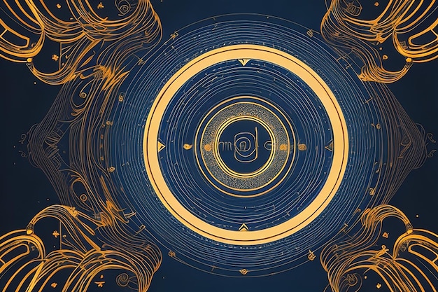 Gold circle frame luxury golden and light blue glowing lines with lighting effect sparkle on dark blue background Template premium award design Vector illustration