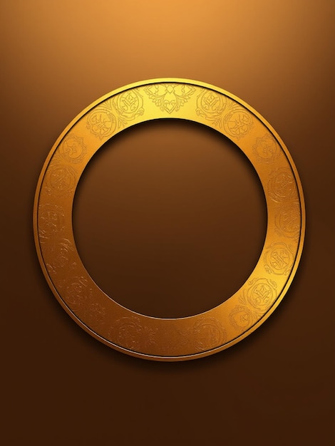 Photo a gold circle with a gold background with a design on it