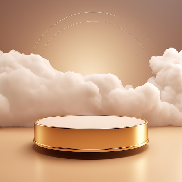 gold circular podium on the cloud