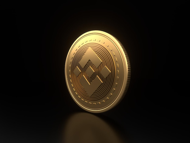 Gold coin Binance coin on a black background