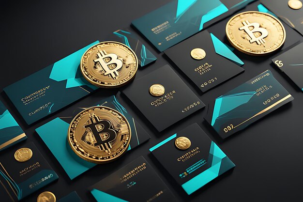 Gold coin Bitcoin on a black background The concept of crypto currency blockchain technology