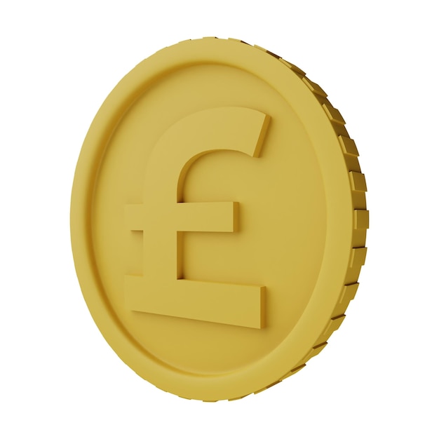 Photo gold coin pound 3d illustration isolated in white background