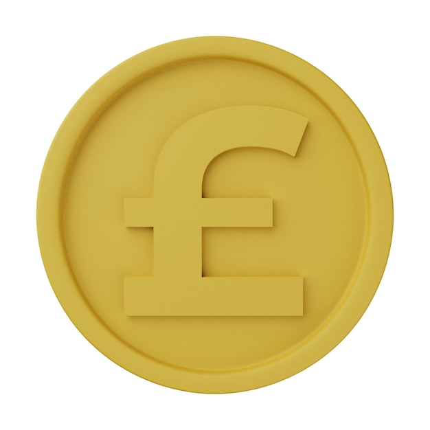 Photo gold coin pound 3d illustration isolated in white background