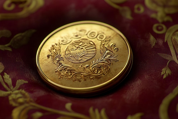 a gold coin with a design on it that says 2010