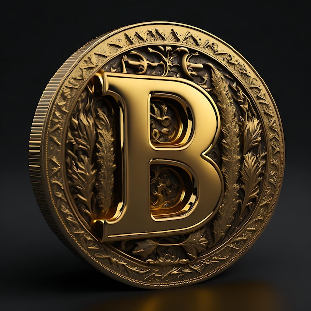 A gold coin with the letter b on itTwo gold coins with the letters b and b on them