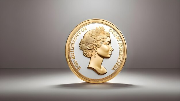 a gold coin with the word quot queen quot on it