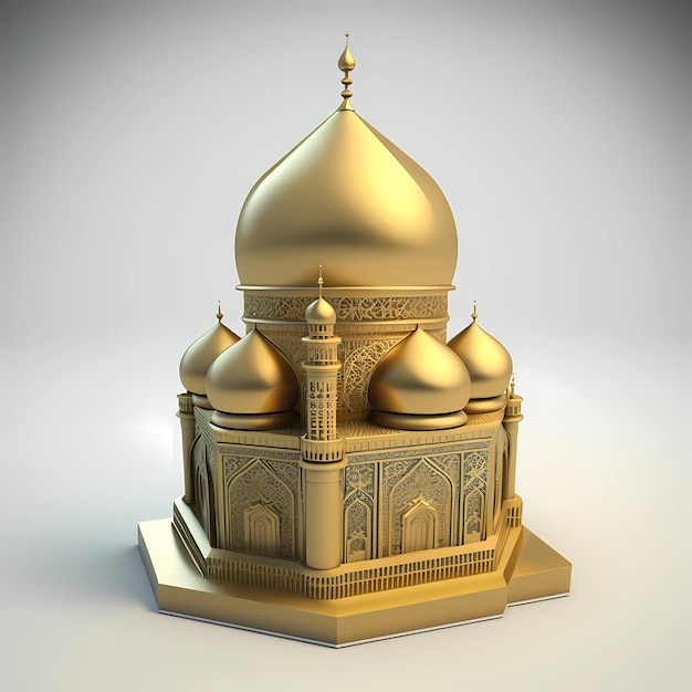 A gold colored building with a dome on it