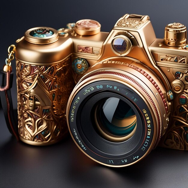 Photo a gold colored camera with the word quot canon quot on the bottom