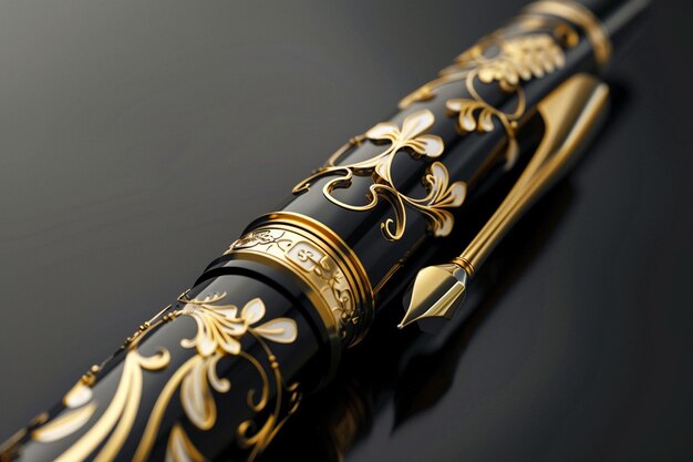 Photo a gold colored flute with gold and black accents