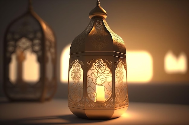 A gold colored lamp with the words eid al adha on the bottom