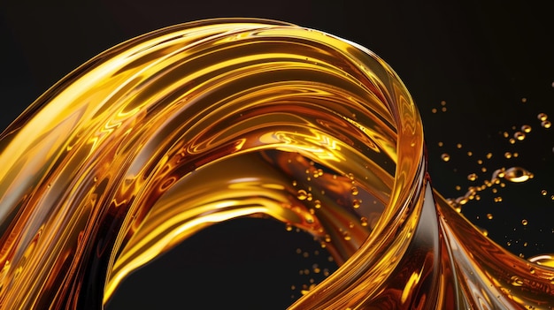 A gold colored liquid is flowing in a spiral shape