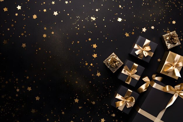 gold confetti with giftbox luxury background ai generated