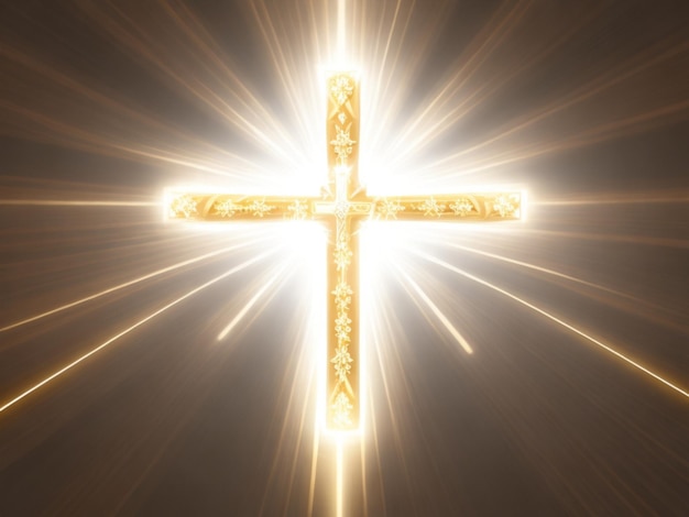 Gold Cross on Christian Symbol