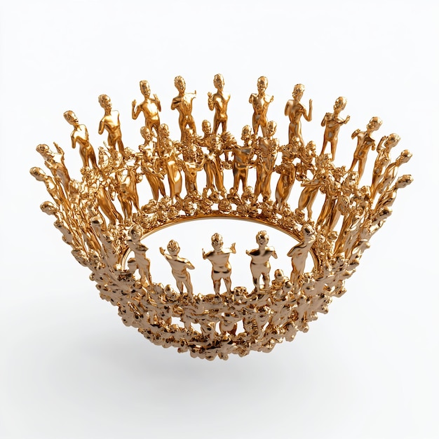 Photo a gold crown made of small men and women is shown