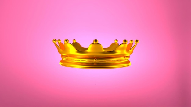 Photo a gold crown with 3d rendering pink background