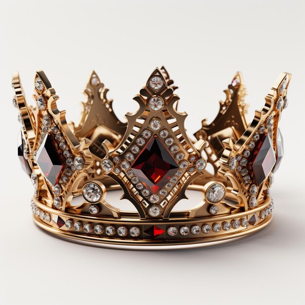 A Gold crown with diamonds on it and a silver bead