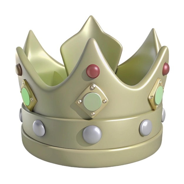 a gold crown with a silver crown and a green and red and white background