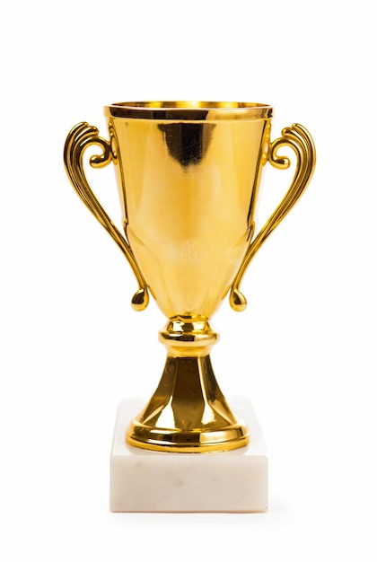 Gold cup isolated on the white background