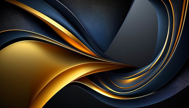 A gold and dark blue abstract gradient ai generated