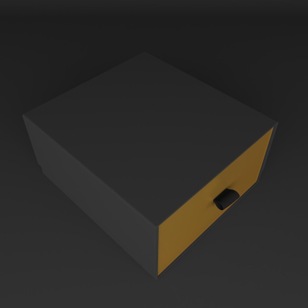 Gold and Dark Gift Box Left Side In Black Background