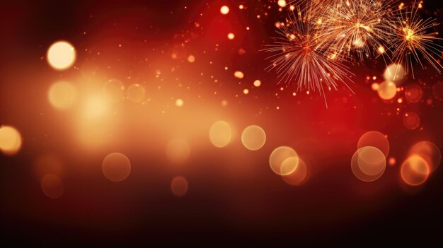 Gold and dark red fireworks for New Year background