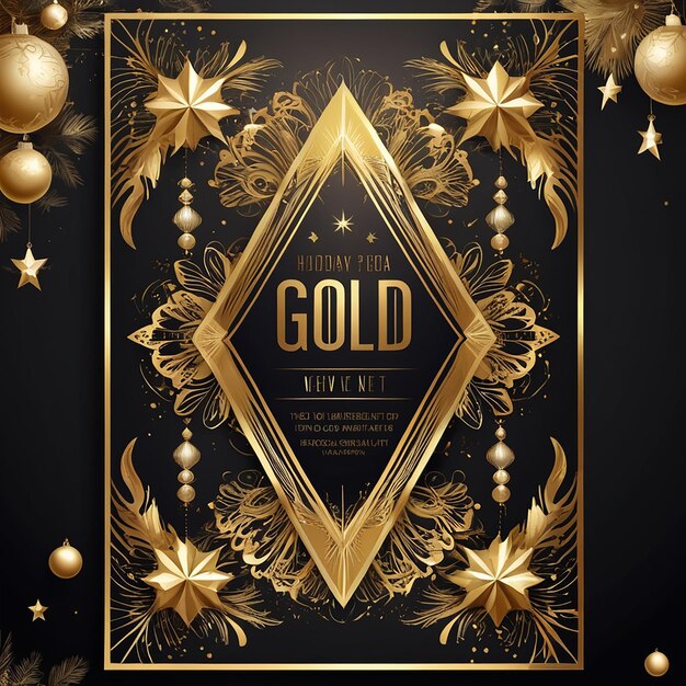 Photo gold deco holiday event flyer